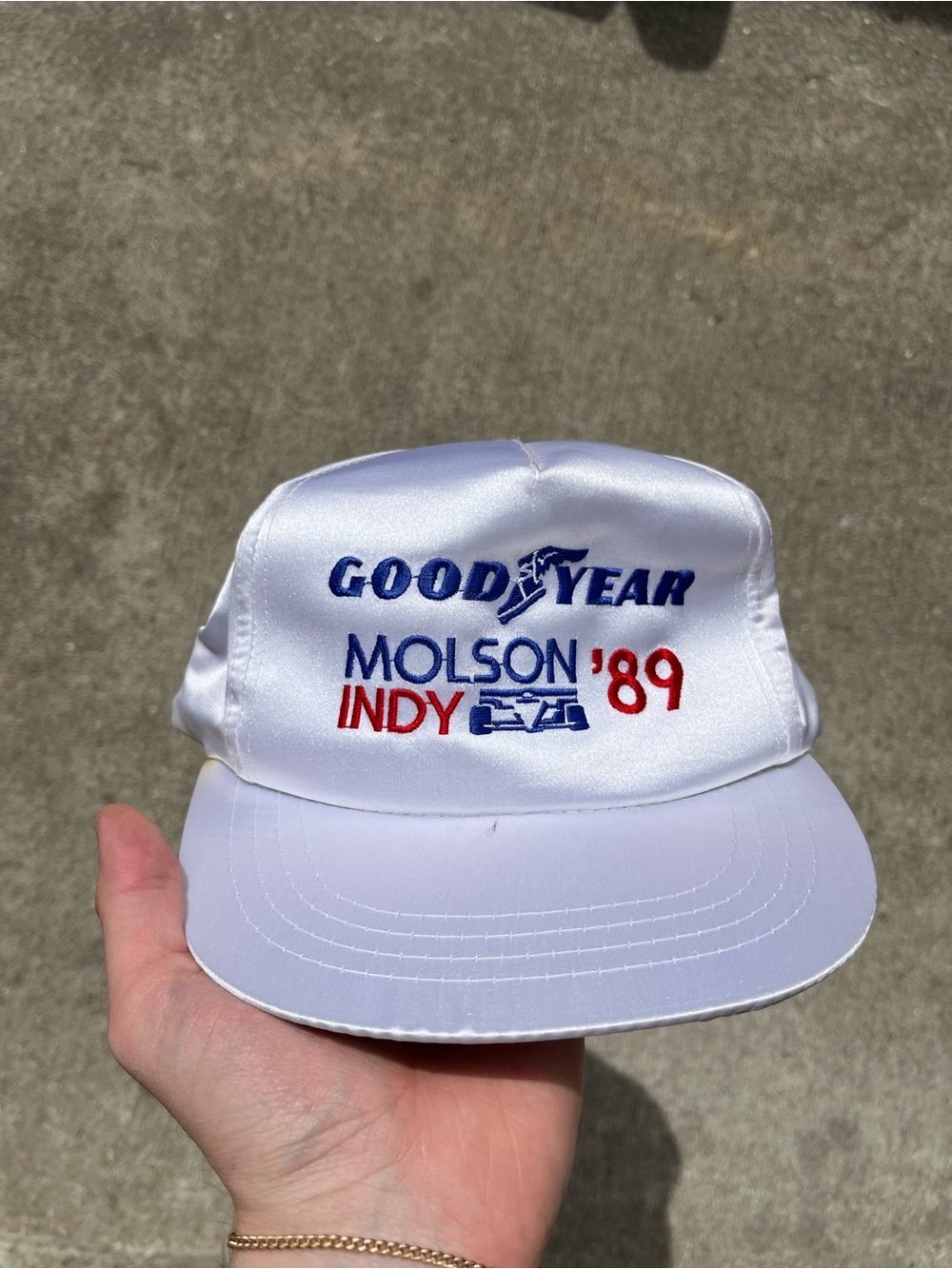 GoodYear Molson Indy '89 White Racing Trucker Hat